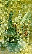 Carl Larsson omarbetat forslag till vaggmalningar i nationalmusei nedre trapphall painting